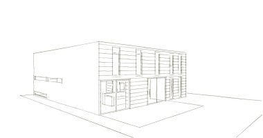 Arkaplanda mimari bina 3d illüstrasyon