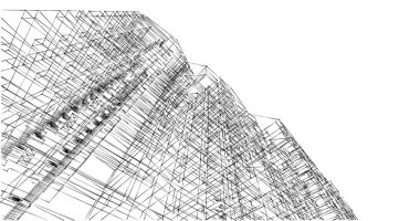 Arkaplanda mimari bina 3d illüstrasyon,