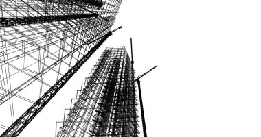 Mimari sanat konseptinde soyut çizgiler, minimum geometrik şekiller. 