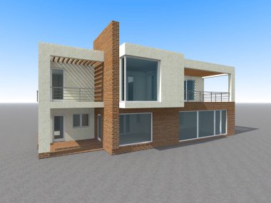 Arkaplanda mimari bina 3d illüstrasyon