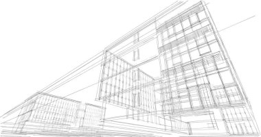 Mimari sanat konseptinde soyut çizgiler, minimum geometrik şekiller. 