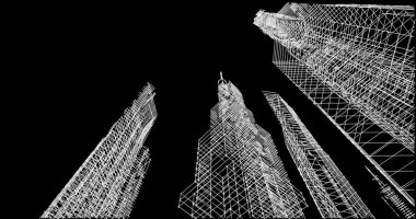 Mimari sanat konseptinde soyut çizgiler, minimum geometrik şekiller. 