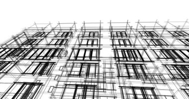 Mimari sanat konseptinde soyut çizgiler, minimum geometrik şekiller. 