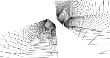 Mimari sanat konseptinde soyut çizgiler, minimum geometrik şekiller. 