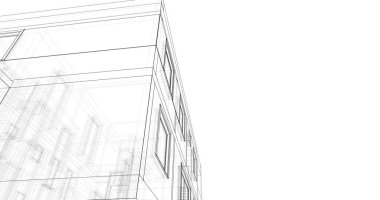 Mimari sanat konseptinde soyut çizgiler, minimum geometrik şekiller. 