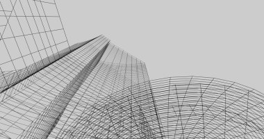 Mimari sanat konseptinde soyut çizgiler, minimum geometrik şekiller. 