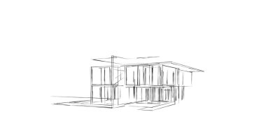 Mimari sanat konseptinde soyut çizgiler, minimum geometrik şekiller. 