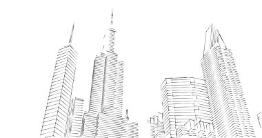 Arkaplanda mimari bina 3d illüstrasyon