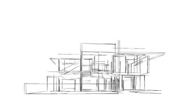 Mimari sanat konseptinde soyut çizgiler, minimum geometrik şekiller. 