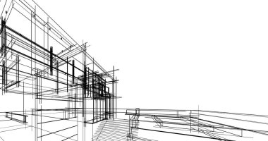 Mimari sanat konseptinde soyut çizgiler, minimum geometrik şekiller. 