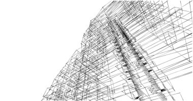 Arkaplanda mimari bina 3d illüstrasyon,