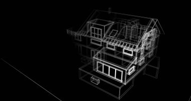 Arkaplanda mimari bina 3d illüstrasyon