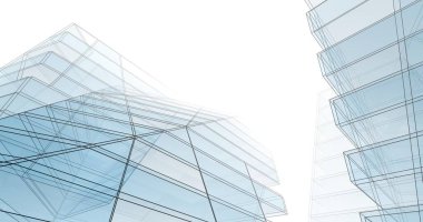 Mimari sanat konseptinde soyut çizgiler, minimum geometrik şekiller. 