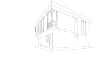 Arkaplanda mimari bina 3d illüstrasyon