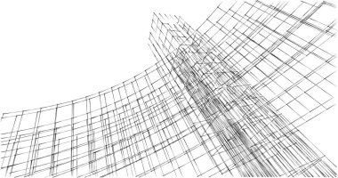 Arkaplanda mimari bina 3d illüstrasyon,