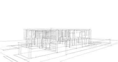 Mimari sanat konseptinde soyut çizgiler, minimum geometrik şekiller. 