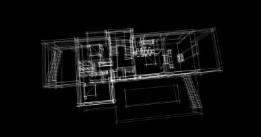 Arkaplanda mimari bina 3d illüstrasyon