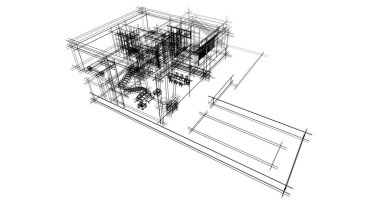 Mimari sanat konseptinde soyut çizgiler, minimum geometrik şekiller. 