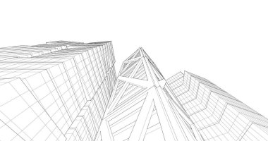 Arkaplanda mimari bina 3d illüstrasyon