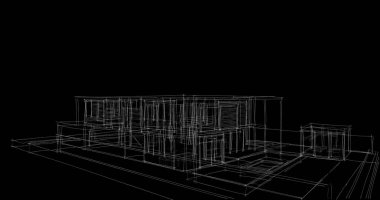 Arkaplanda mimari bina 3d illüstrasyon