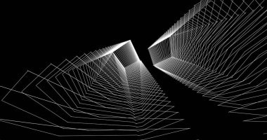 Mimari sanat konseptinde soyut çizgiler, minimum geometrik şekiller. 