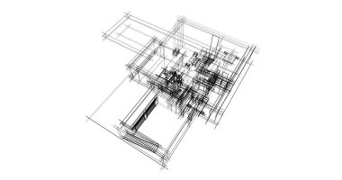 Mimari sanat konseptinde soyut çizgiler, minimum geometrik şekiller. 