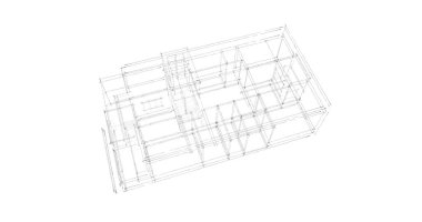 Arkaplanda mimari bina 3d illüstrasyon