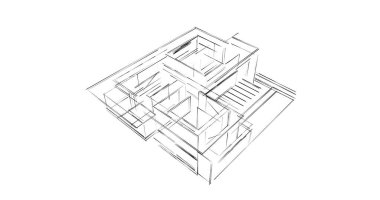 Mimari sanat konseptinde soyut çizgiler, minimum geometrik şekiller. 