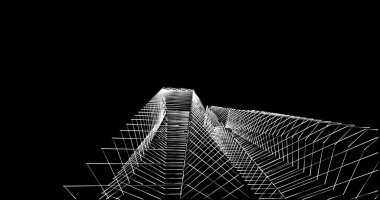 Mimari sanat konseptinde soyut çizgiler, minimum geometrik şekiller. 