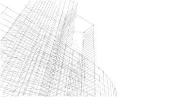 Mimari sanat konseptinde soyut çizgiler, minimum geometrik şekiller. 