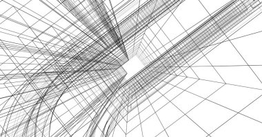 Mimari sanat konseptinde soyut çizgiler, minimum geometrik şekiller. 