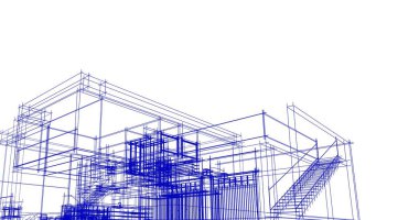 Mimari sanat konseptinde soyut çizgiler, minimum geometrik şekiller. 