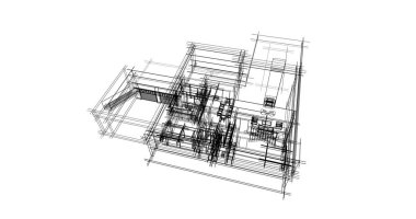 Mimari sanat konseptinde soyut çizgiler, minimum geometrik şekiller. 