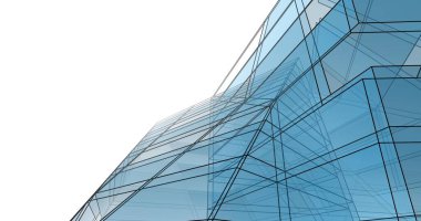 Mimari sanat konseptinde soyut çizgiler, minimum geometrik şekiller. 