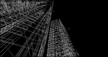 Mimari sanat konseptinde soyut çizgiler, minimum geometrik şekiller. 