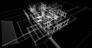 Arkaplanda mimari bina 3d illüstrasyon