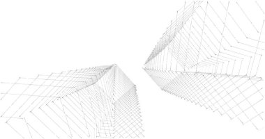 Mimari sanat konseptinde soyut çizgiler, minimum geometrik şekiller. 