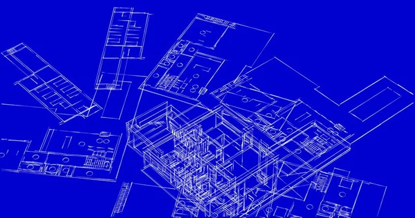 Mimari sanat konseptinde soyut çizgiler, minimum geometrik şekiller. 