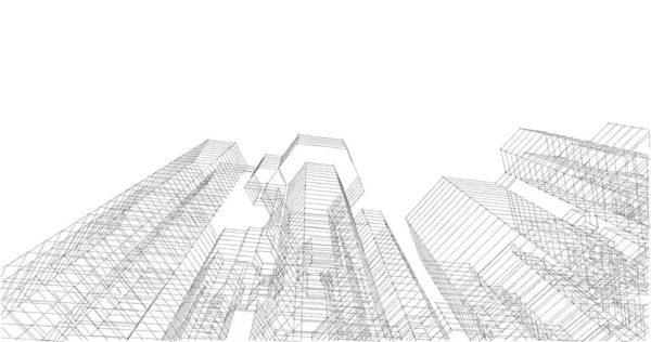 Arkaplanda mimari bina 3d illüstrasyon