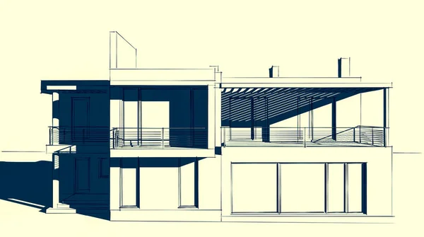 Líneas Abstractas Dibujo Concepto Arte Arquitectónico Formas Geométricas Mínimas —  Fotos de Stock