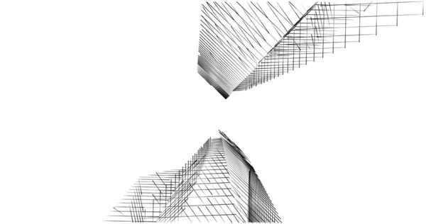 Líneas Abstractas Dibujo Concepto Arte Arquitectónico Formas Geométricas Mínimas — Foto de Stock