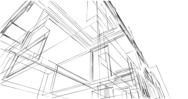 Arkaplanda mimari bina 3d illüstrasyon