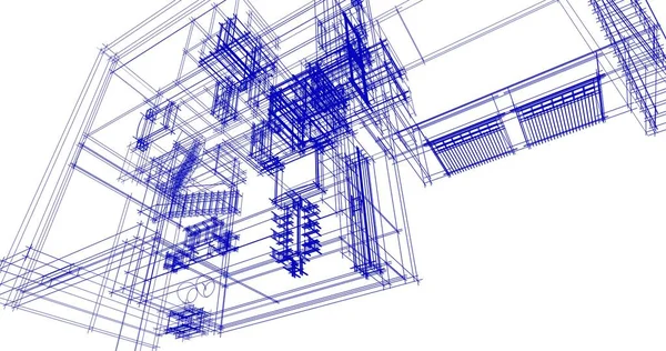 Abstrakcyjne Linie Rysunku Koncepcji Sztuki Architektonicznej Minimalne Kształty Geometryczne — Zdjęcie stockowe