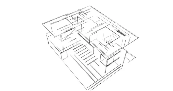 Líneas Abstractas Dibujo Concepto Arte Arquitectónico Formas Geométricas Mínimas —  Fotos de Stock