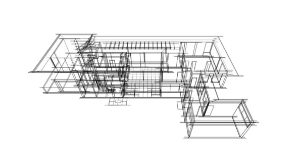 Líneas Abstractas Dibujo Concepto Arte Arquitectónico Formas Geométricas Mínimas —  Fotos de Stock