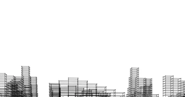Ескізне Мистецтво Проектування Геометричних Архітектурних Будівель — стокове фото