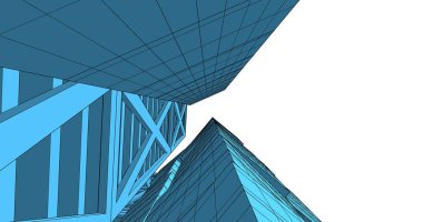 Arkaplanda mimari bina 3d illüstrasyon