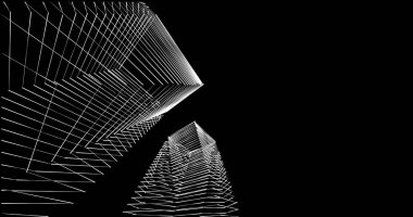 Mimari sanat konseptinde soyut çizgiler, minimum geometrik şekiller. 