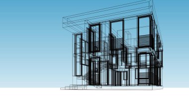 Mimari sanat konseptinde soyut çizgiler, minimum geometrik şekiller. 