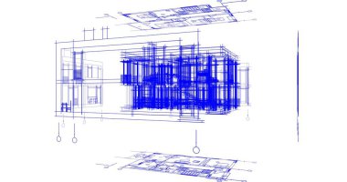 Mimari sanat konseptinde soyut çizgiler, minimum geometrik şekiller. 